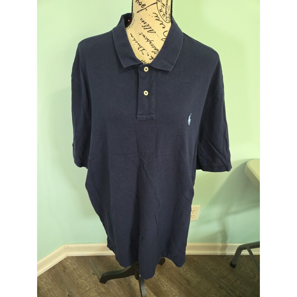 Polo Ralph Lauren Mens Pony Logo Pullover Polo Shirt XXL 2xl Blue Short Sleeve